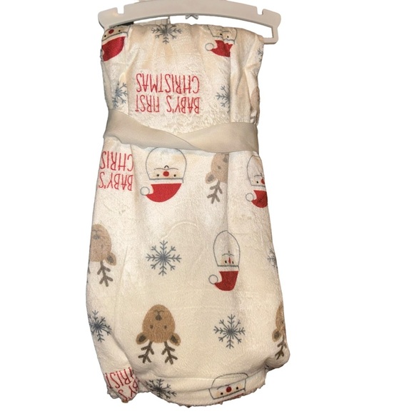 Baby’s First Christmas Throw by Baby-THRO, reindeer, snowflakes, Santa Micromink - Picture 3 of 3